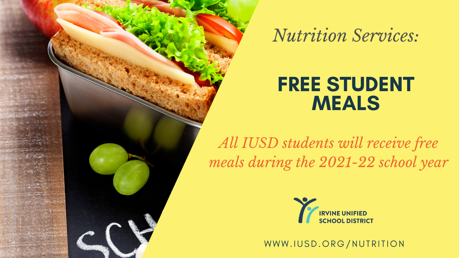 Free Student Meals For The 2021 22 School Year IUSD