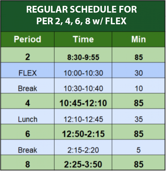 Wed/Fri Reg Schedule