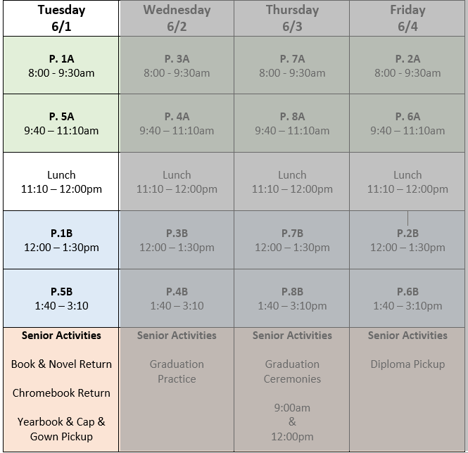 Spring Finals Schedule | IUSD.org