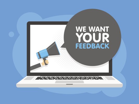 Image of computer asking for feedback 