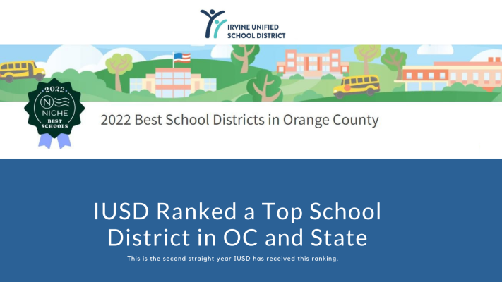 IUSD Ranked a top school district in OC and the state