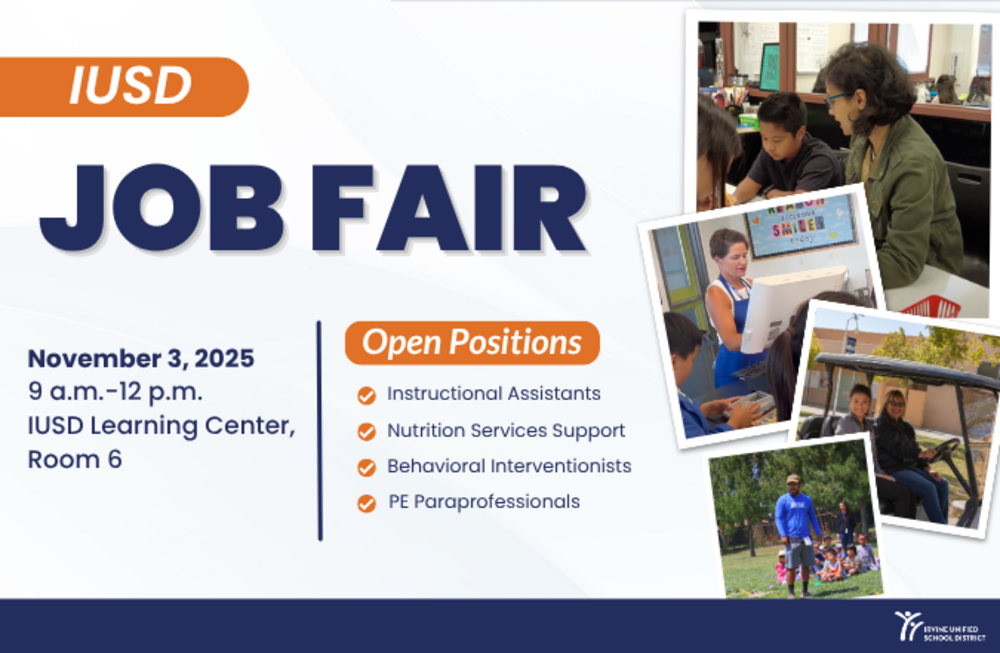 Staff at work with Job Fair details and information