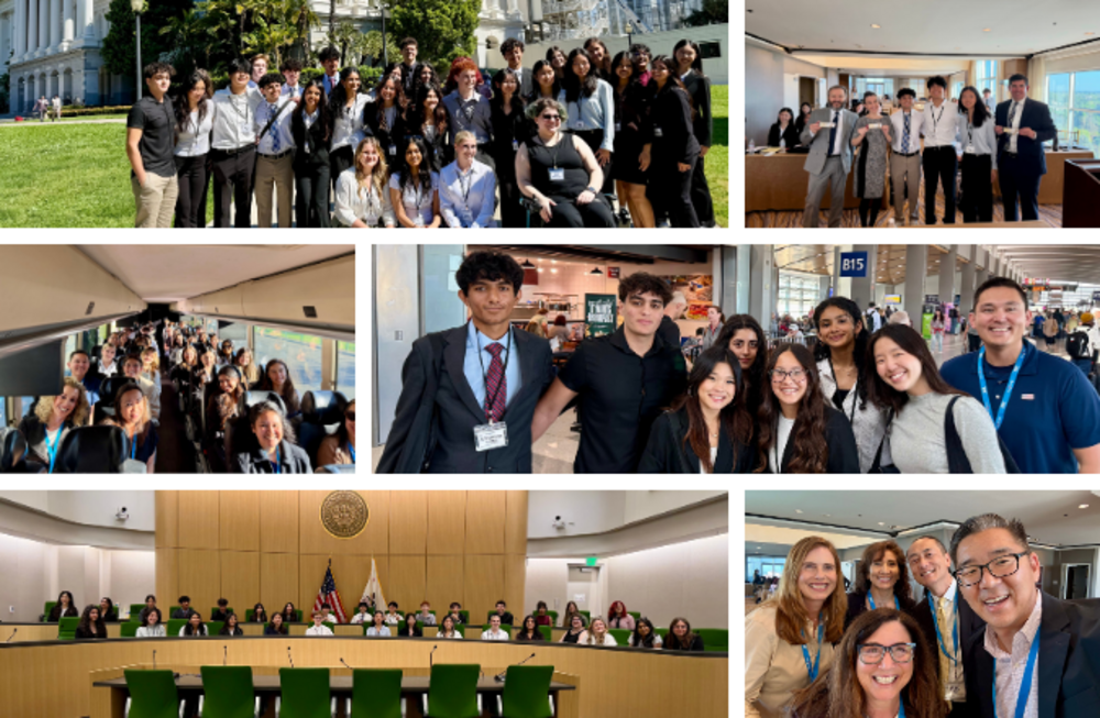 Collage of students and staff in Sacramento during Advocacy Trip