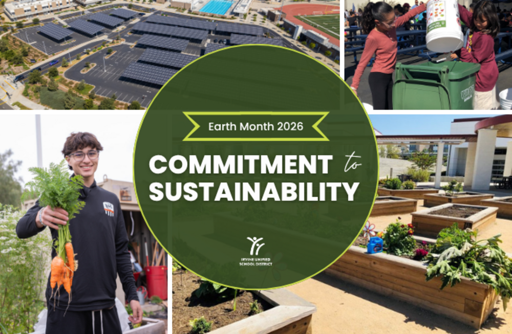 Aerial view of a school campus with extensive solar panel arrays on parking lots and rooftops.