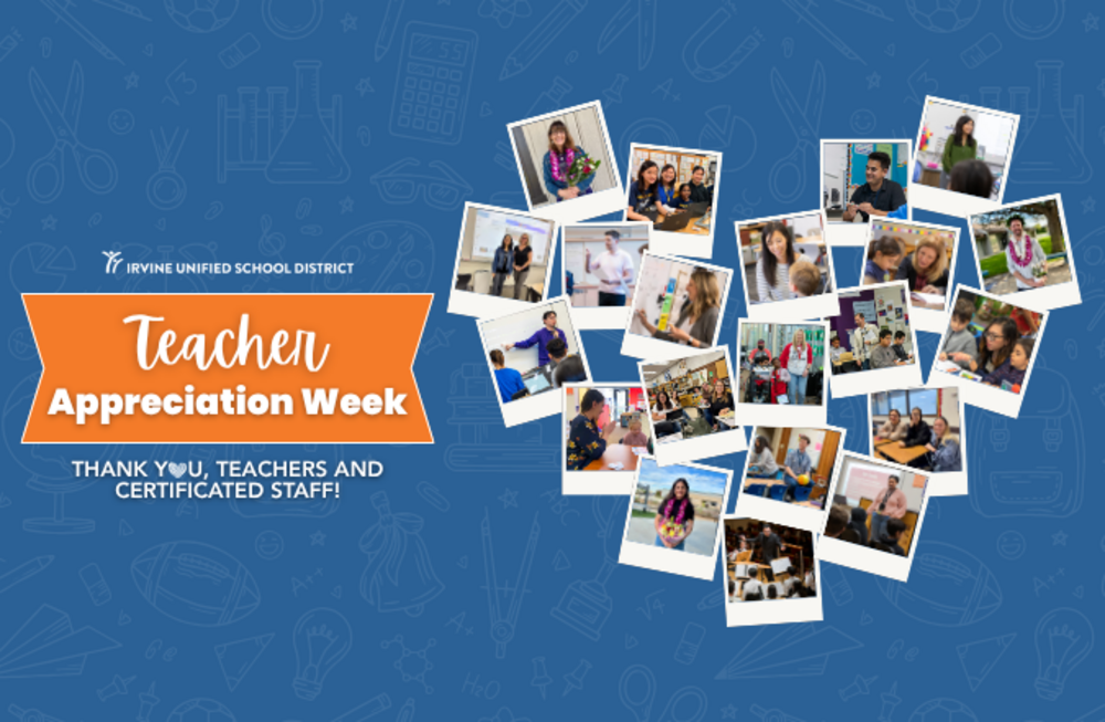 A collage of photos celebrating Teacher Appreciation Week, featuring educators and students in various classroom and school settings.