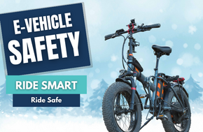 An electric bicycle is featured in an image promoting e-vehicle safety.