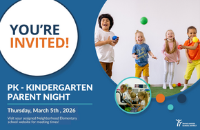 Irvine Unified School District invites you to PK-Kindergarten Parent Night on Thursday, March 5th, 2026.