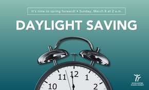 Alarm clock with Daylight Saving text and information