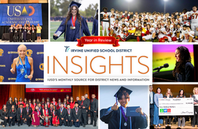A collage of images showcasing achievements in academics, sports, and graduations from Irvine Unified School District.