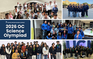 Team photos of Sierra Vista, Uni, Northwood, Portola and Rancho San Joaquin teams at 2026 OC Science Olympiad.