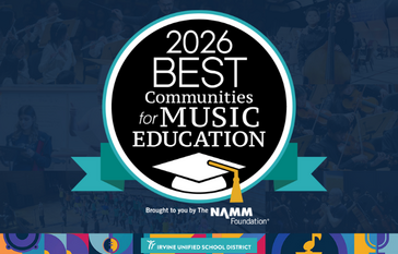 Award graphic for '2026 BEST Communities for MUSIC EDUCATION', brought to you by The NAMM Foundation.