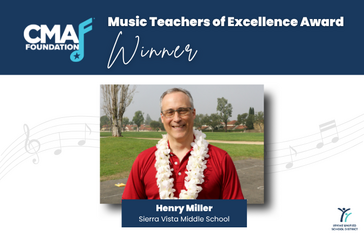 Henry Miller, a music teacher from Sierra Vista Middle School, is recognized as a winner of the CMA Foundation Music Teachers of Excellence Award.