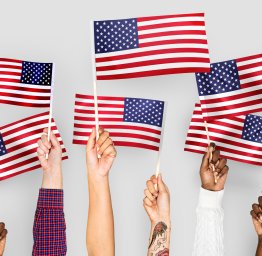 Hands with American Flags