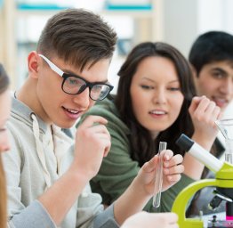 students in science class