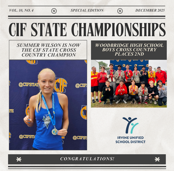 Newspaper clipping celebrating CIF State Championship winners.