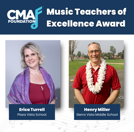 CMA Foundation presents the Music Teachers of Excellence Award to Erica Turrell and Henry Miller.