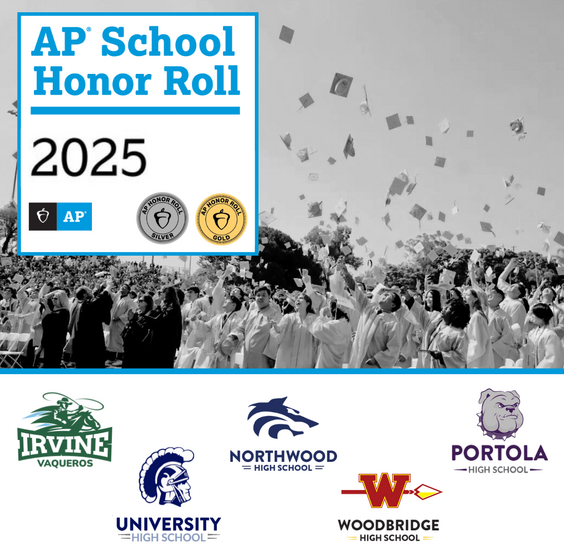 AP School Honor Roll 2025 announcement with graduation caps tossed in the air.