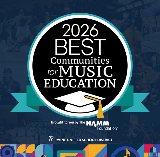 Award graphic for '2026 BEST Communities for MUSIC EDUCATION', brought to you by The NAMM Foundation.