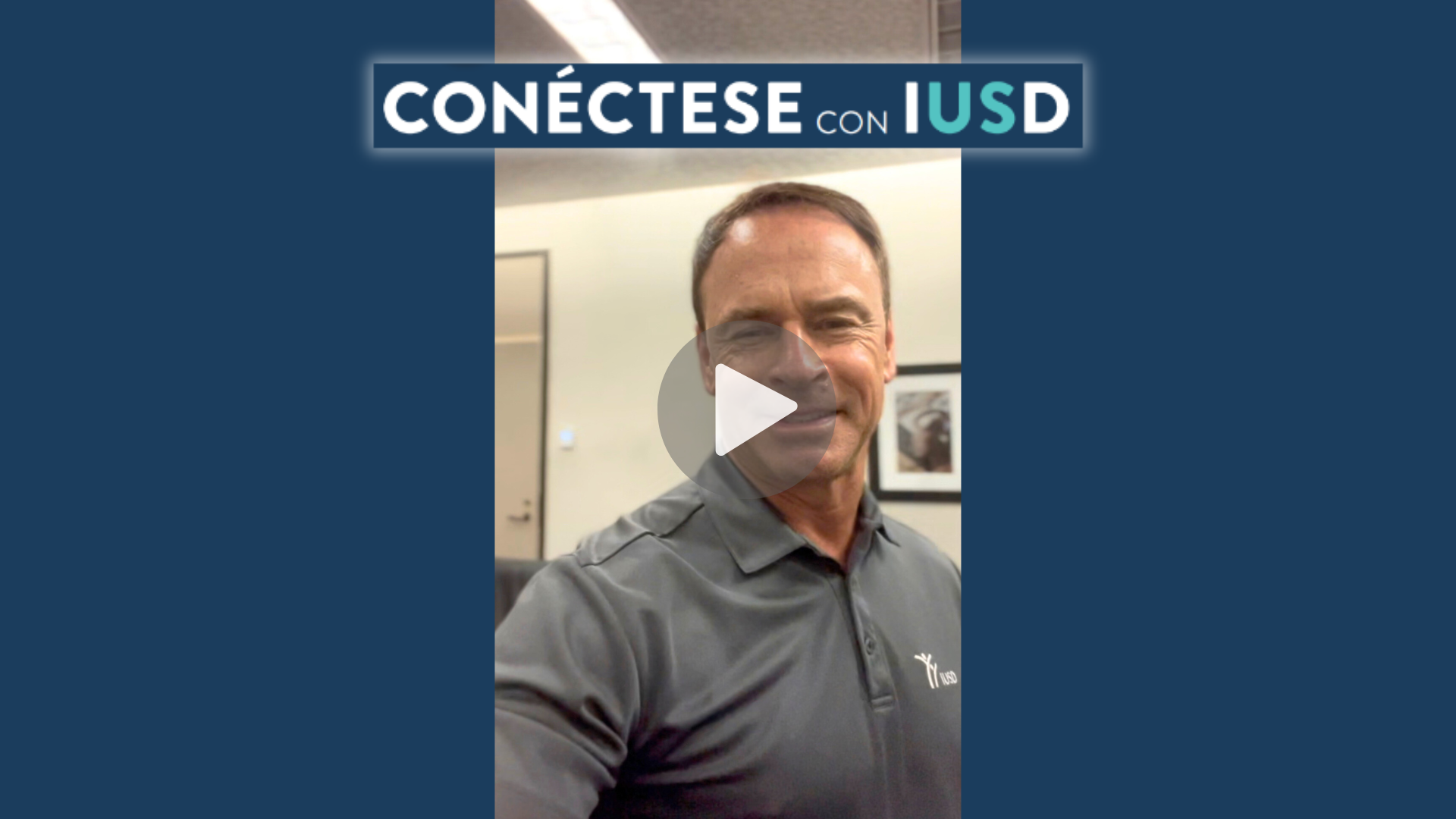 Terry Walker with Spanish "Connect with IUSD" logo overlayed