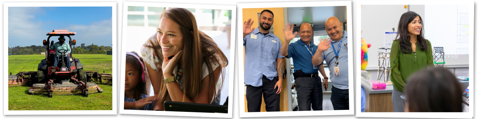 Photo collage of staff smiling and at work