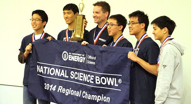Uni High students celebrate their win in the Regional Science Bowl at NASA