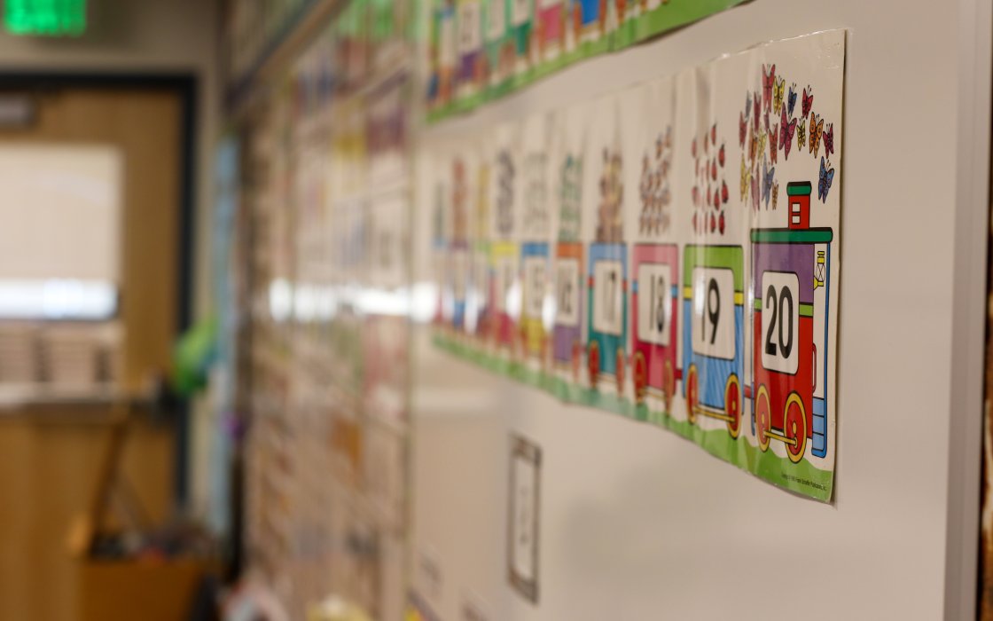 classroom decorations featuring number train