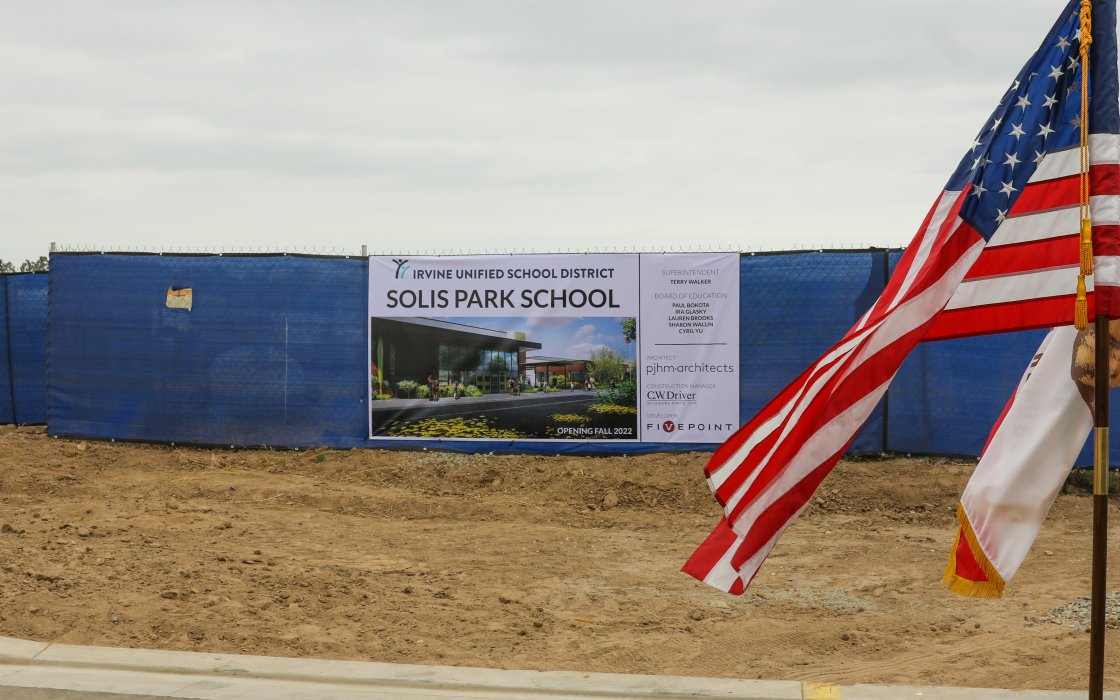 Sign of Solis Park Rendering with American Flag