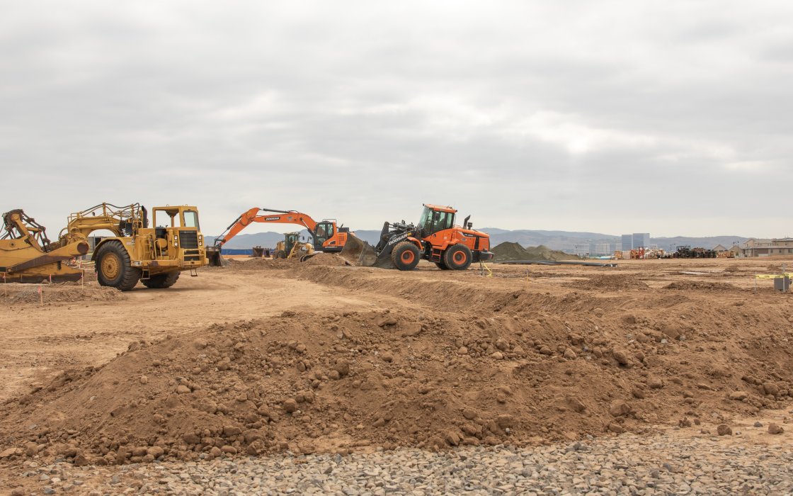 Solis Park Construction Site with equipment
