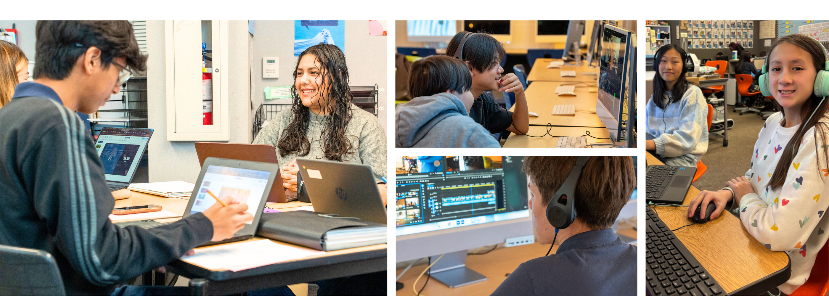 Students using computers in classroom