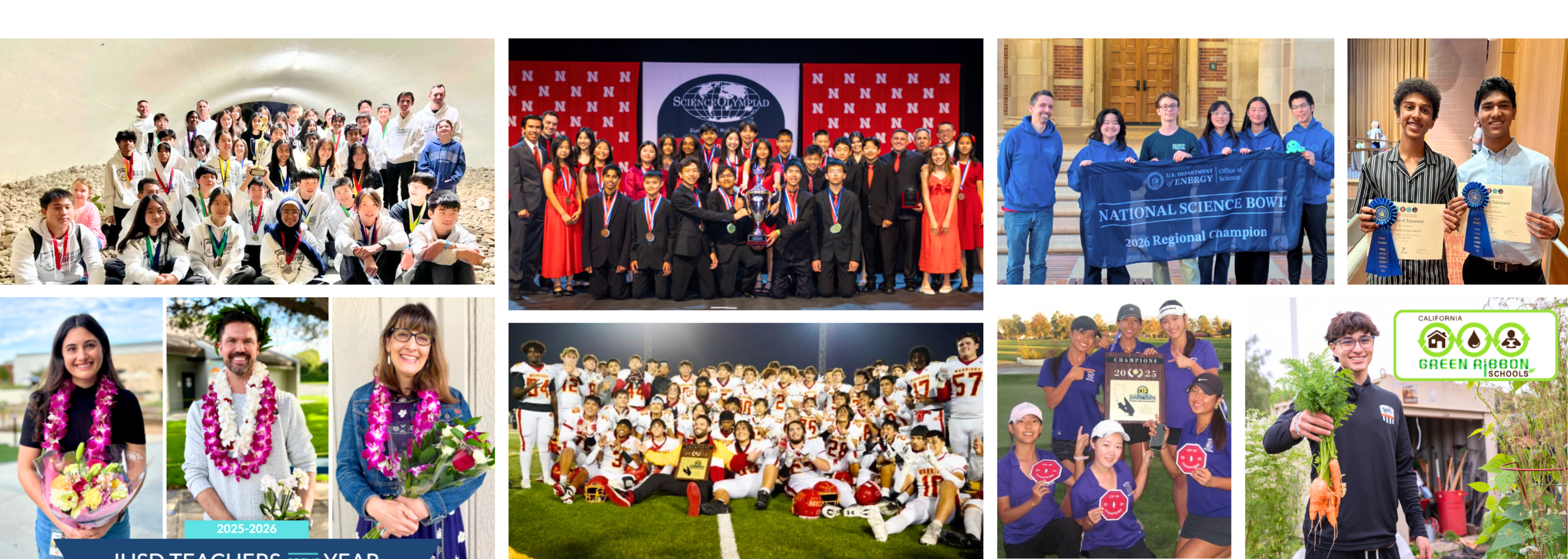 Collage of IUSD awards and honors