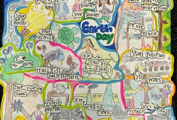 Daniel Ku, Nadia Fazul, Tanishka More, Alderwood ES Poster with earth day images