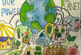 Karthika Vanguri, Seventh Grade, Solis Park School Poster with earth day images