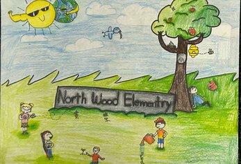Rey Lee, Fourth Grade, Northwood ES Poster with trees and Northwood ES students images