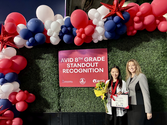 Bella Liu smiles with OCDE AVID coordinator