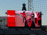 Soffiya Aznizam on the big screen at Angels Stadium