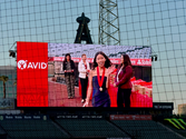 Kim Troung on the big screen at Angels Stadium