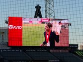 Anali Heydarian on the big screen at Angels Stadium