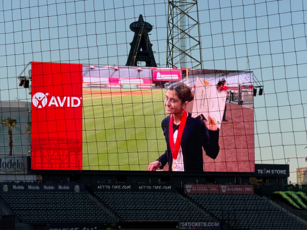 Anali Heydarian on the big screen at Angels Stadium