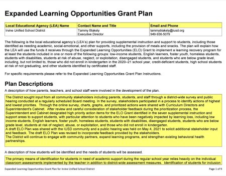 Expanded Learning Opportunities Grant Plan