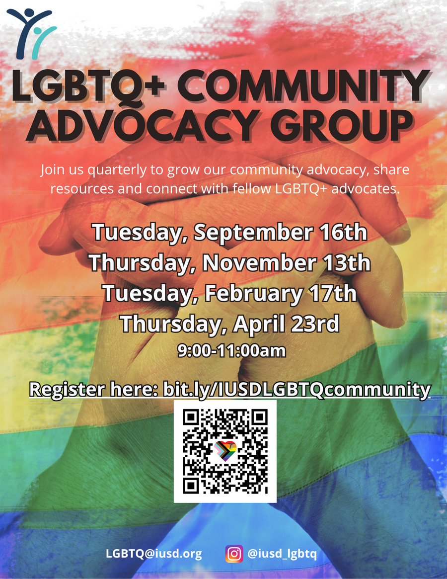 25-26 IUSD LGBTQ+ Advocacy Meetings Flyer